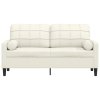 vidaXL 2místná pohovka s polštáři krémová 140 cm samet