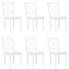 vidaXL Jídelní židle 6 ks bílé masivní kaučukovník