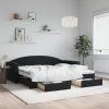 vidaXL Válenda s přistýlkou a zásuvkami černá 90 x 200 cm samet
