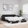 vidaXL Válenda s přistýlkou a zásuvkami černá 100 x 200 cm samet