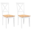 vidaXL Jídelní židle 2 ks bílé masivní dřevo gumové