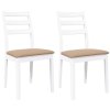 vidaXL Jídelní židle s polštáři 2 ks bílé masivní dřevo gumové