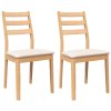 vidaXL Jídelní židle s polštáři 2 ks přírodní masivní dřevo gumové