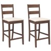 vidaXL Barové stoličky s polštáři 2 ks Hnědý masivní dřevěný kaučuk