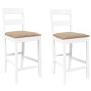 vidaXL Barové stoličky s polštáři 2 ks bílé masivní dřevo gumové