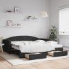 vidaXL Válenda s přistýlkou a zásuvkami černá 100 x 200 cm textil
