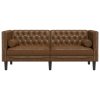 vidaXL Pohovka Chesterfield s podhlavníky 2místná hnědá umělý semiš