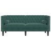 vidaXL Pohovka Chesterfield s podhlavníky 2místná tmavě zelená samet