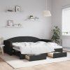 vidaXL Válenda s přistýlkou a zásuvkami černá 90 x 190 cm textil