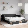 vidaXL Válenda s přistýlkou a zásuvkami černá 80 x 200 cm textil
