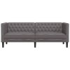 vidaXL Pohovka Chesterfield 3místná šedá umělá kůže