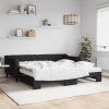 vidaXL Válenda s přistýlkou a matracemi černá 100 x 200 cm textil