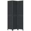 vidaXL Paraván 3dílný černý masivní dřevo pavlovnie