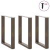 vidaXL Nohy k jídelnímu stolu ve tvaru U, 3 ks, přírodní ocel, 70 x (72-73) cm, ocel
