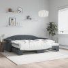 vidaXL Válenda s přistýlkou a matracemi tmavě šedá 90 x 190 cm samet