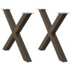 vidaXL Nohy k jídelnímu stolu ve tvaru X, 2 ks, přírodní ocel, 90 x (72-73) cm, ocel