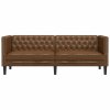 vidaXL Pohovka Chesterfield 3místná hnědá umělá semišová kůže