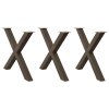 vidaXL Nohy k jídelnímu stolu ve tvaru X, 3 ks, přírodní ocel, 90 x (72-73) cm, ocel