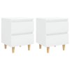 vidaXL Noční stolky s nohami z borovice 2 ks bílé lesklé 40x35x50 cm