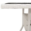 vidaXL Zahradní stůl se skleněnou deskou bílý 80x80x75 cm polyratan