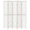 vidaXL Paraván 5dílný bílý masivní dřevo pavlovnie