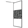 vidaXL Zástěna do průchozí sprchy 115x195cm ESG / kamenný design černá