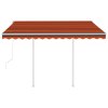 vidaXL Automatická markýza se sloupky 3,5 x 2,5 m oranžovo-hnědá