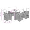 vidaXL 7dílný zahradní jídelní set s poduškami černý polyratan