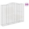 vidaXL Klenuté gabionové koše 9 ks 300x50x220/240cm pozinkované železo