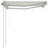 vidaXL Automatická zatahovací markýza se sloupky 3 x 2,5 m krémová