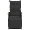 vidaXL Polohovací zahradní křesla 2 ks s poduškami šedá polyratan
