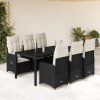 vidaXL 7dílný zahradní bistro set s poduškami černý polyratan