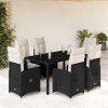 vidaXL 7dílný zahradní bistro set s poduškami černý polyratan
