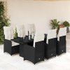 vidaXL 7dílný zahradní bistro set s poduškami černý polyratan