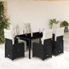 vidaXL 7dílný zahradní bistro set s poduškami černý polyratan