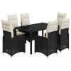 vidaXL 7dílný zahradní bistro set s poduškami černý polyratan