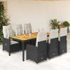 vidaXL 7dílný zahradní bistro set s poduškami černý polyratan