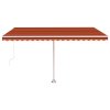 vidaXL Ručně zatahovací markýza s LED světlem 450x300 cm oranžovohnědá