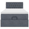 vidaXL Osmanský rám postele s matrací tmavě šedá 90x200cm samet
