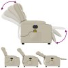 vidaXL Elektrické masážní polohovací křeslo krémové umělá kůže