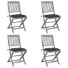 vidaXL Skládací zahradní židle s poduškami 4 ks masivní akáciové dřevo
