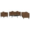 vidaXL 3dílná sedací souprava s polštáři hnědá samet