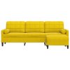 vidaXL 3místná pohovka s podnožkou žlutá 210 cm samet