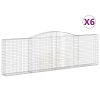 vidaXL Klenuté gabionové koše 6 ks 400x30x120/140cm pozinkované železo