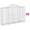 vidaXL Klenuté gabionové koše 8 ks 200x30x120/140cm pozinkované železo
