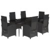 vidaXL 7dílný zahradní jídelní set s poduškami černý polyratan
