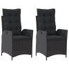 vidaXL Polohovací zahradní křesla 2 ks s poduškami černá polyratan
