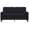 vidaXL 2místná pohovka s polštáři černá 140 cm samet