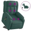 vidaXL Elektrické zvedací masážní polohovací křeslo zelené textil