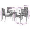 vidaXL 5dílný zahradní jídelní set s poduškami černý polyratan
